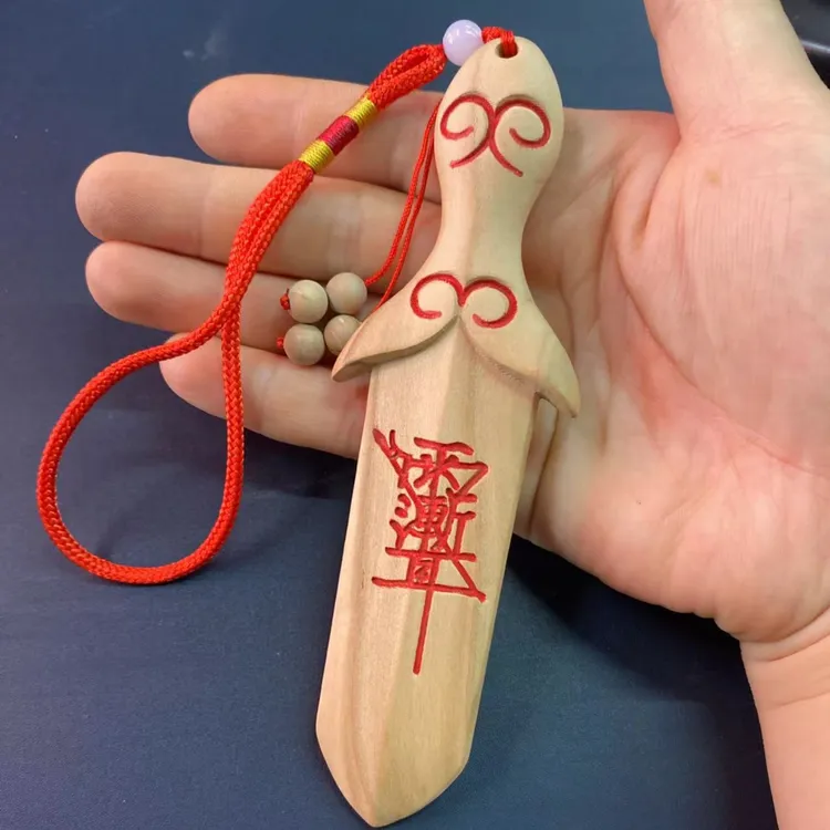 肥城桃木紫薇讳桃木剑宝宝男女挂件随身携带手工儿童玩具剑