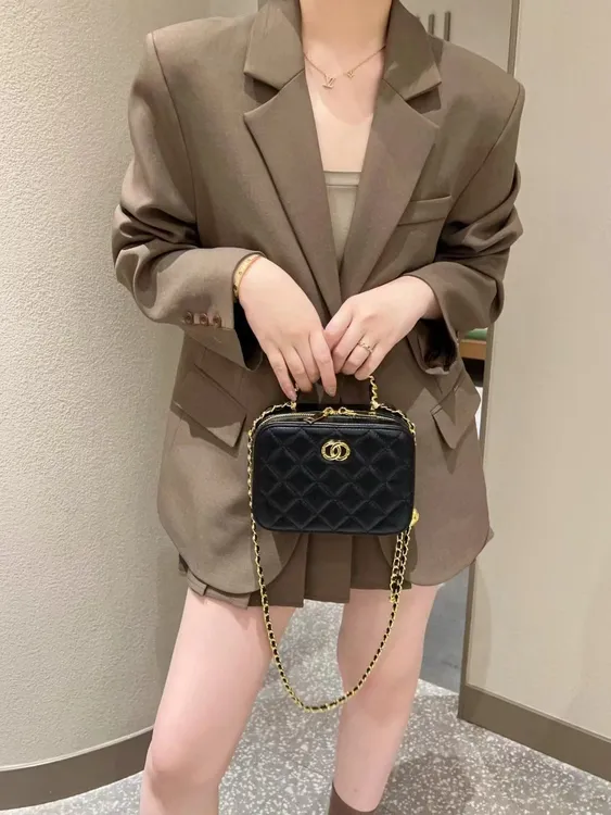新款女士包包菱格链条盒子包小香风气质轻奢时尚单肩斜挎手提包