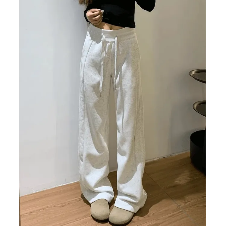 秋冬加绒阔腿裤高品质运动裤女卫裤2025新款春秋直筒窄版出游服装