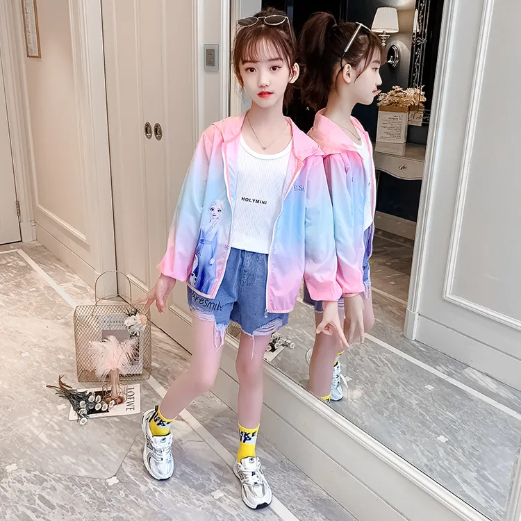 女童爱莎防晒衣轻薄透气夏季洋气紫外线防护外套