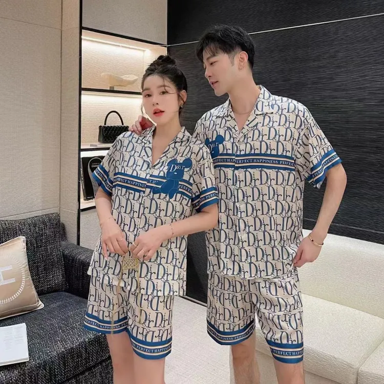 春夏季新款短袖短裤睡衣男士高端仿真丝家居服套装薄款情侣睡衣