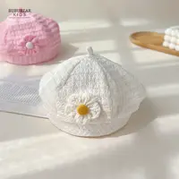 婴儿帽子春秋薄款公主洋气贝雷帽女宝宝秋季蕾丝画家帽幼儿套头帽