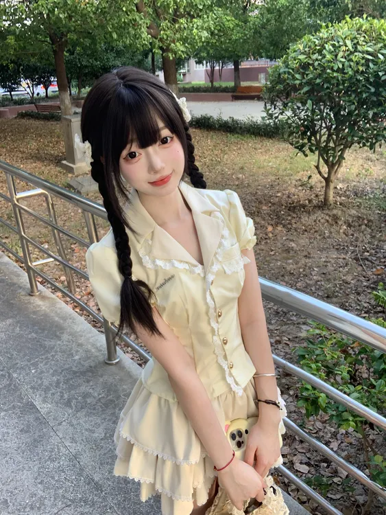 芭蕾诗集～夏季法式套装纯欲少女学院风制服收腰衬衫显瘦蛋糕裙子
