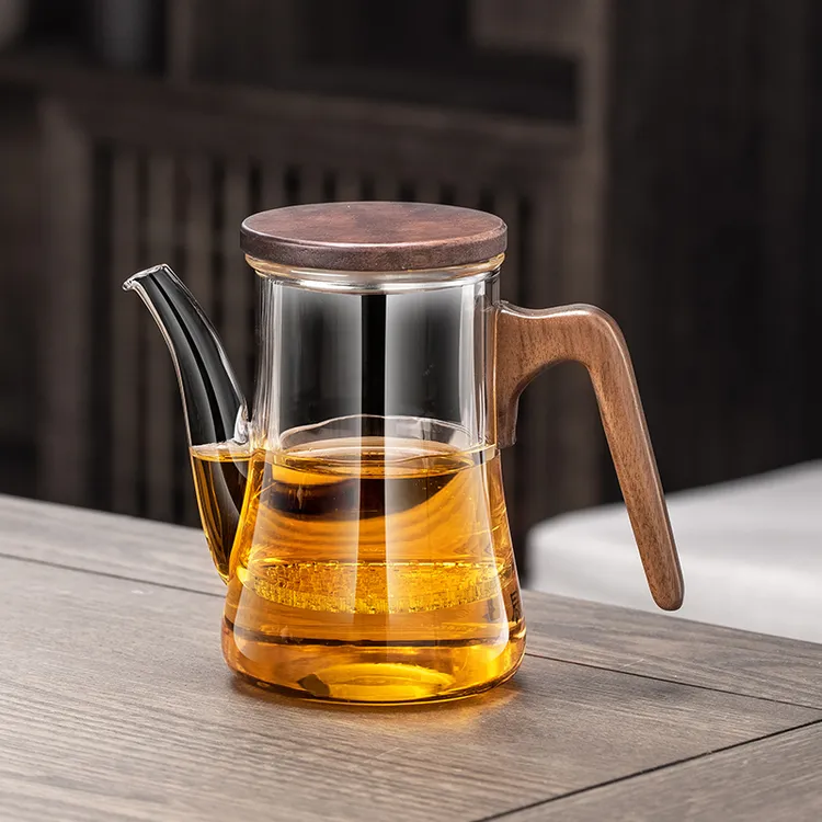 梓童茶具家用木把泡茶壶耐热花茶壶煮茶壶简约带盖加厚泡壶