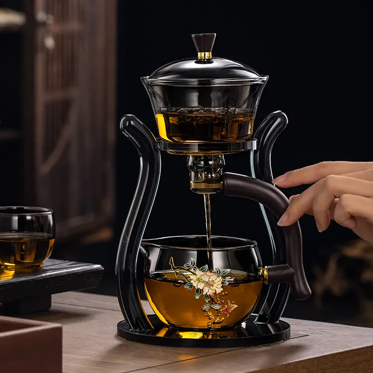 半自动磁吸懒人泡茶器玻璃功夫茶具套装家用办公泡茶壶高档网红