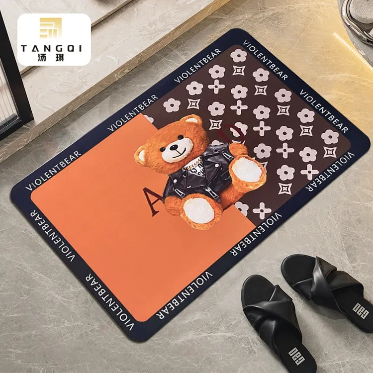硅藻泥熊北欧入户门地垫浴室速干脚垫宇航员卡通进门吸水出门脚垫