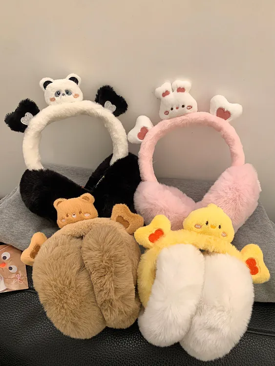 冬季可爱保暖耳套加绒加厚防冻耳暖新款护耳可折叠卡通毛绒绒耳罩
