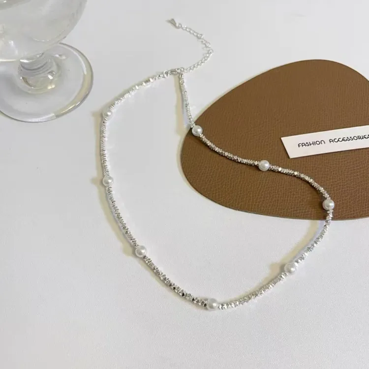 链子足银 足银【碎银贝珠套链】时尚百搭简约素款