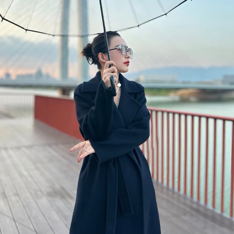 【BYJ原创】双层加厚大翻领30%双面山羊绒大衣秋冬毛呢外套气质显瘦
