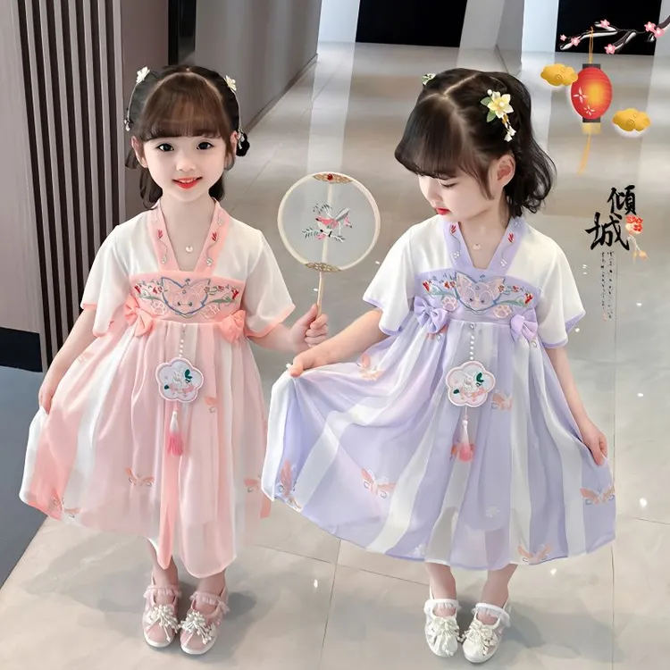 女童汉服连衣裙夏2025新款儿童唐装超仙中国风公主裙夏款古风裙子