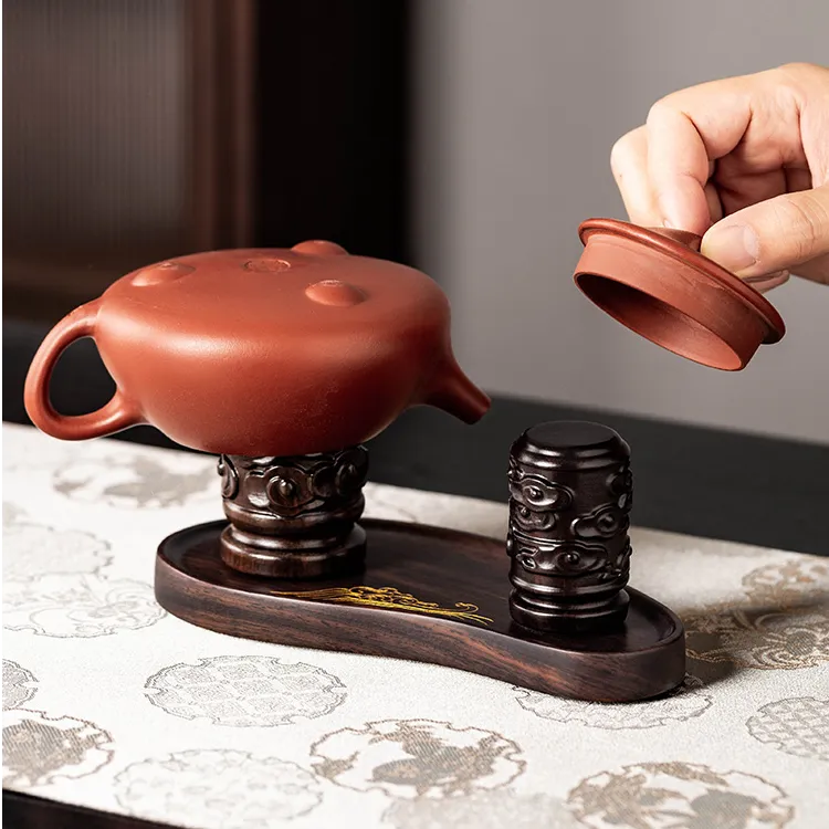 中式晾壶架实木磁吸盖置家用高档壶盖托紫砂茶壶架功夫茶具零配件