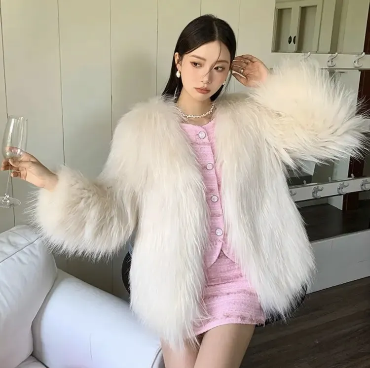 反季加密加厚白貉子毛双面编织50衣长皮草外套女款爆款2025新款