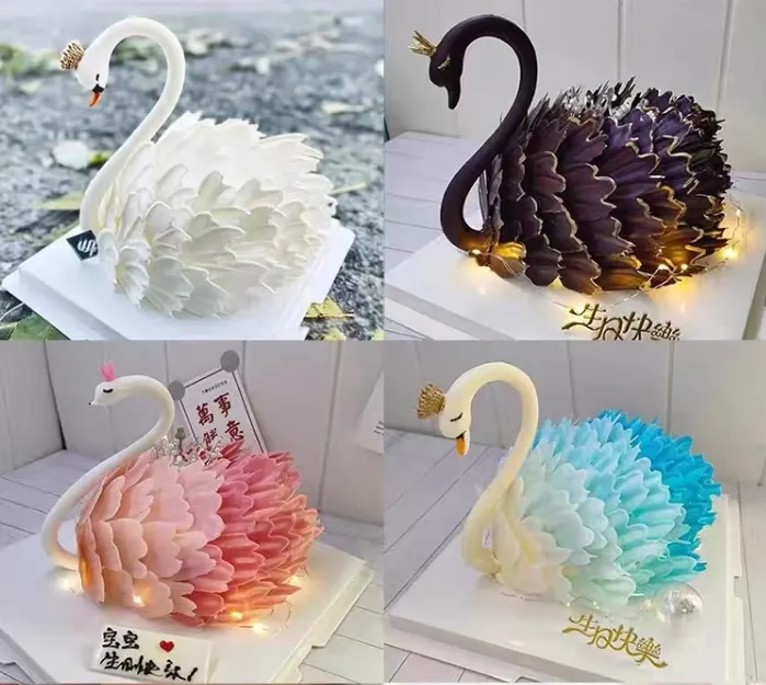 黑白天鹅动物奶油送女友老婆生日蛋糕广州深圳北京上海长沙全国送