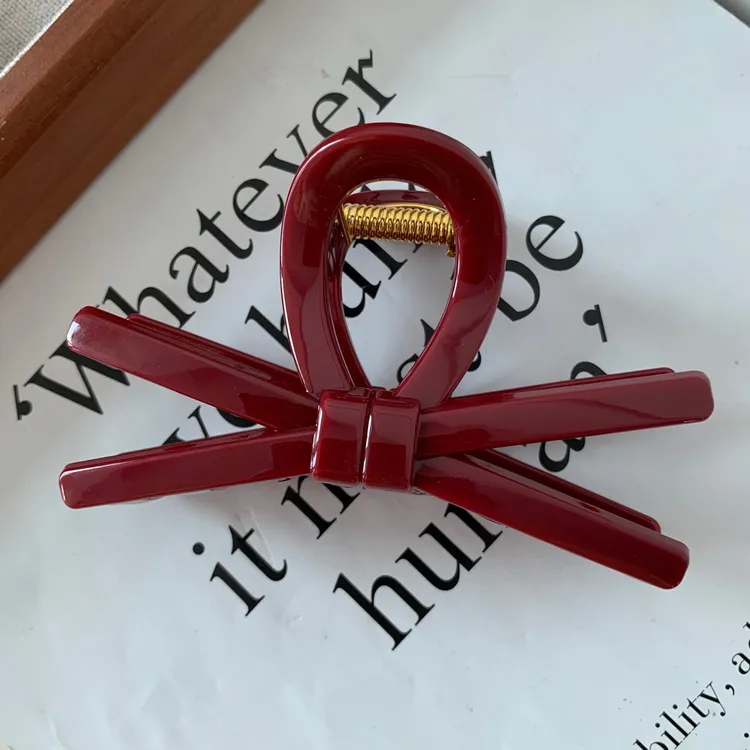 新款交叉蝴蝶结气质简约半扎发抓夹中号夹子百搭鲨鱼夹头饰MKT085