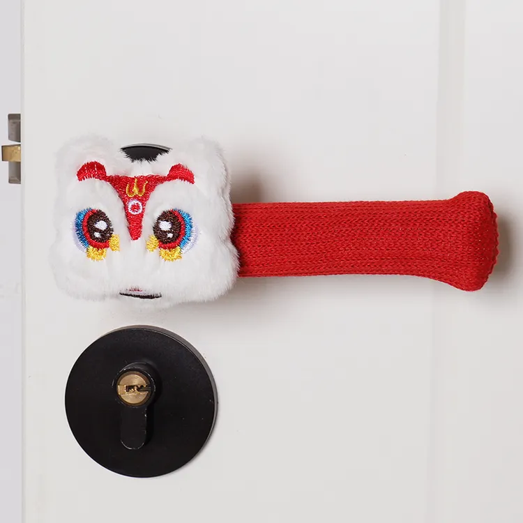 喜庆门把手套房门防盗门卡通拉手套针织保护套布艺冬季家用防碰撞
