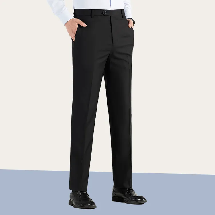 直筒西裤羊毛桑蚕丝西装裤休闲男裤通勤商务职业西裤早秋羊毛西裤