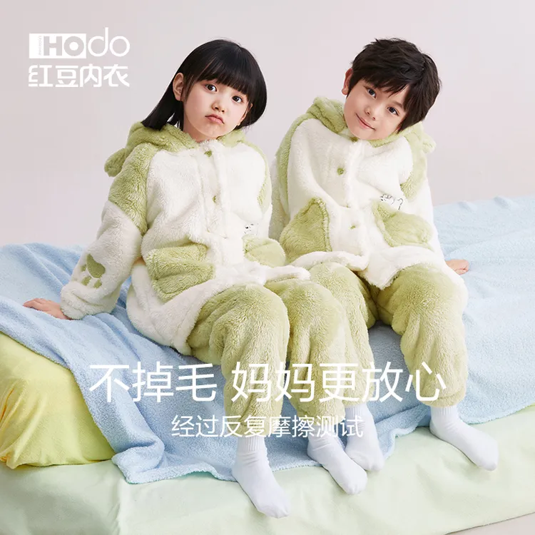 红豆【暖化冬天】儿童秋冬季新款居家服珊瑚绒加厚可外穿可爱保暖11