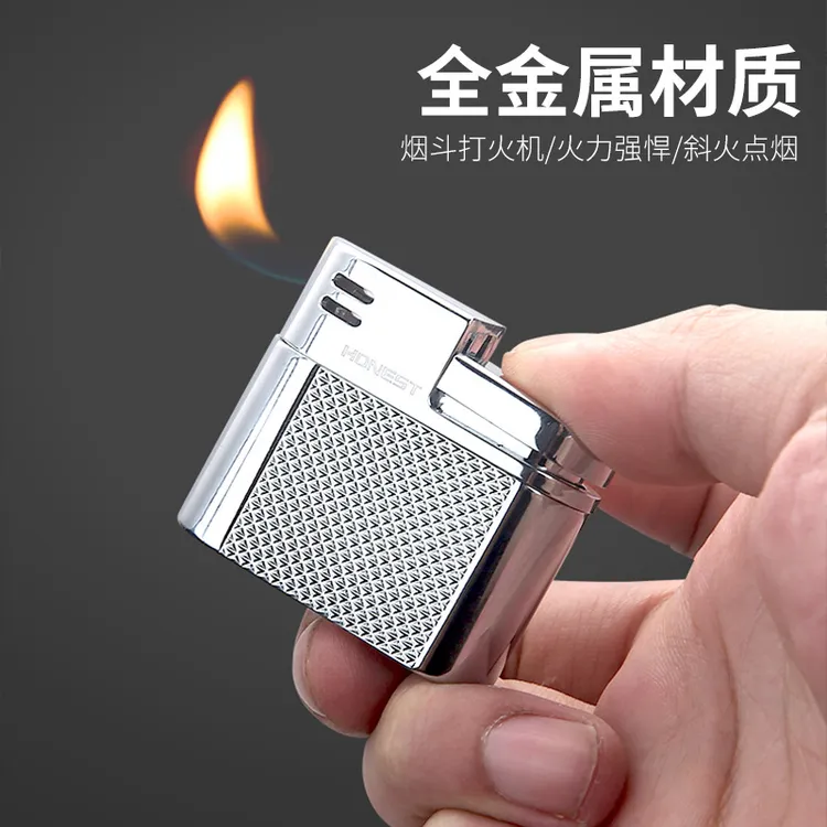 新款烟斗充气打火机斜火点烟器便携创意打火机男士手工高档复古