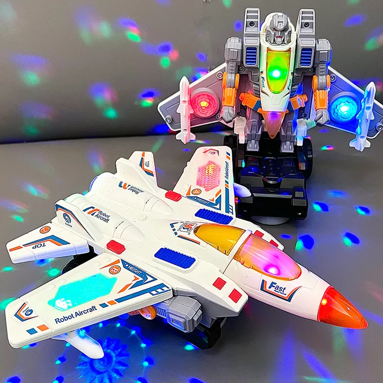 电动变形机器人男孩飞机模型玩具车0-3岁1儿童战斗机益智新年礼物