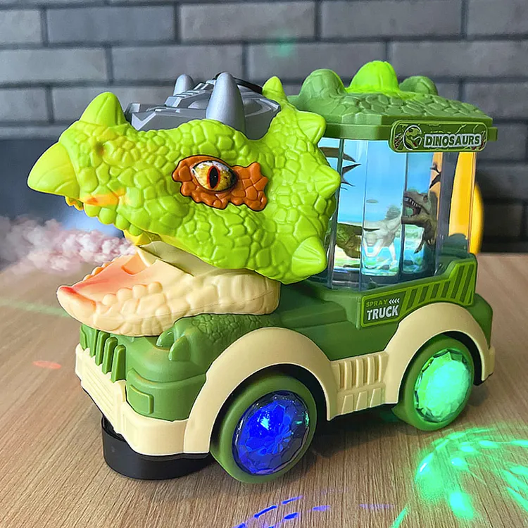 喷雾电动恐龙玩具车万向旋转灯光男孩女宝宝2-3一6岁0-1儿童礼物