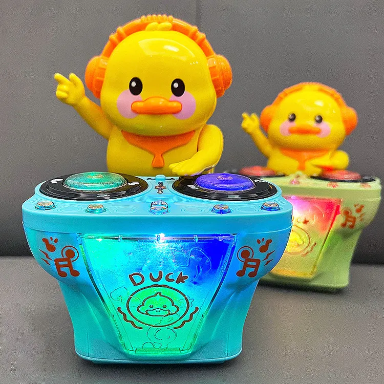 儿童0-1-3岁2-6跳舞趣味摆动电动dj打碟小鸭小孩子4宝宝5个月玩具