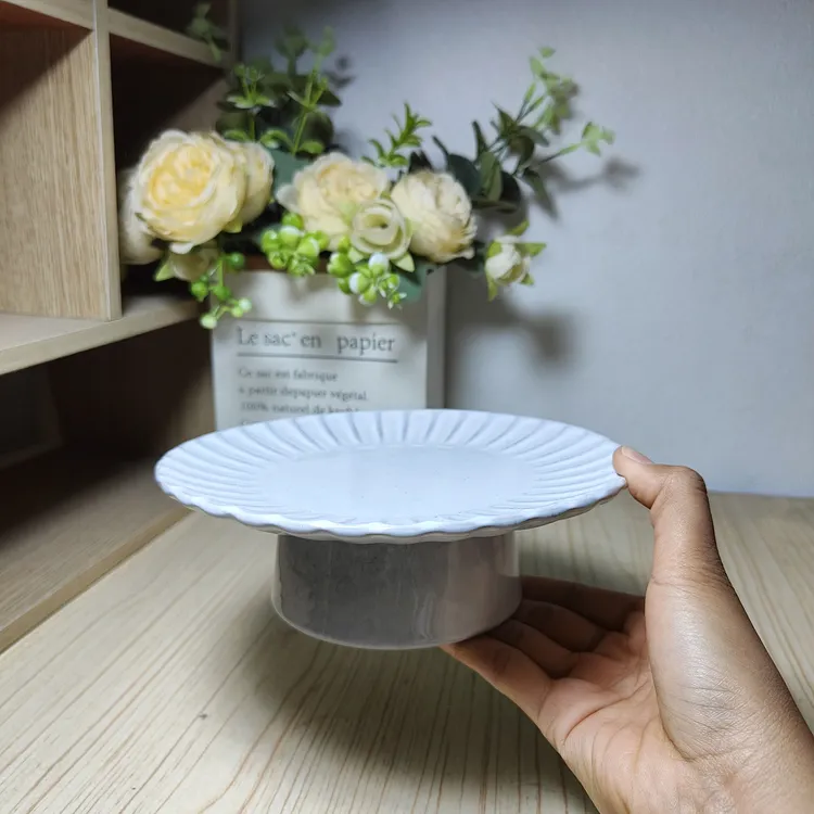 6.8英寸黑泥高脚盘微瑕 凑满20元包邮手工