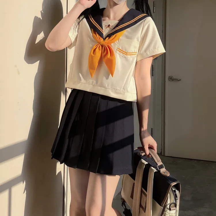 小糊涂JK【赤橘女中】原创橙色jk制服套装学生百褶裙水手服学院风