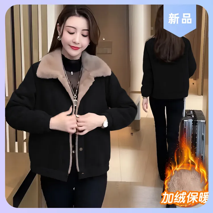 高级感短款外套女2025冬新款时尚减龄洋气百搭小个子加绒保暖上衣