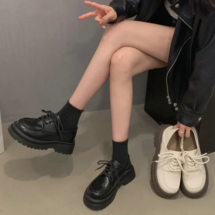 贾不假百搭乐福鞋女2025夏季新款黑色小众时尚休闲舒适圆头乐福鞋