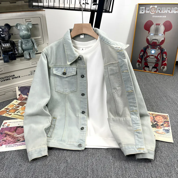 秋季新款男士休闲牛仔外套宽松潮流个性印花城市韩版港风ins夹克
