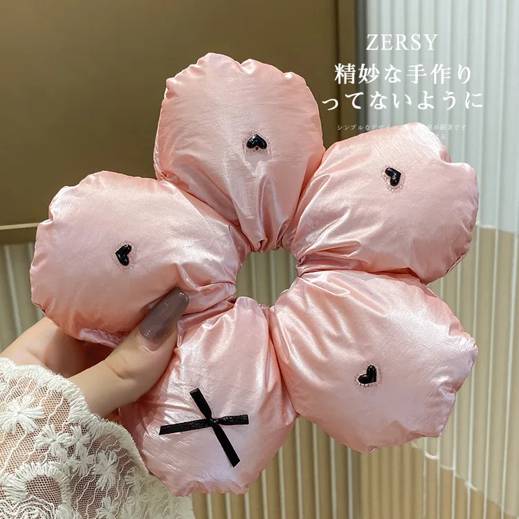 韩系甜美气质立体海绵花朵大肠发圈女高级感百搭高马尾丸子头发饰