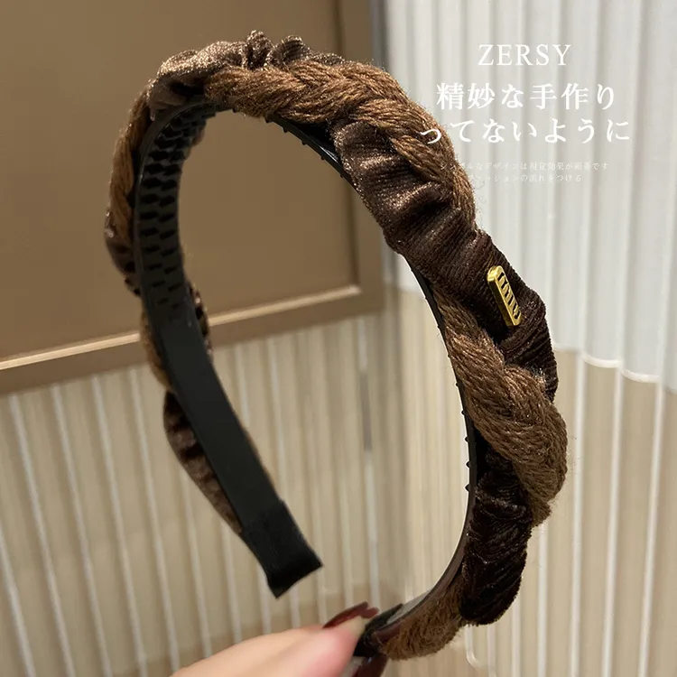 复古高级感森系麻花针织发箍女防滑带齿洗脸外出百搭头箍发捆发饰
