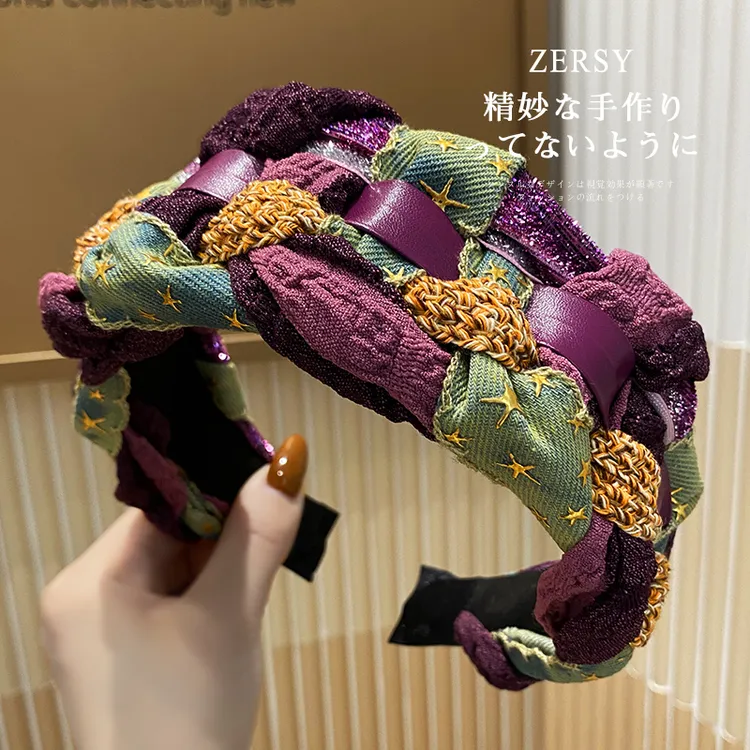 Zersy/佐希高颅顶发箍女2025新款复古编织宽边头箍显脸小发卡头饰