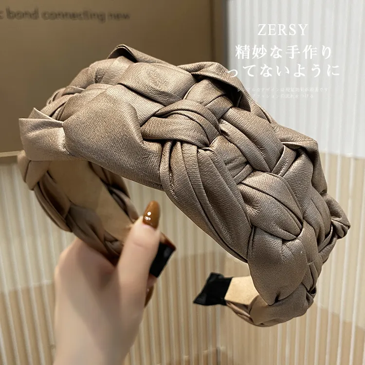 显脸小发箍女高级感洋气时尚气质皮革编织宽边头箍压发卡发捆头饰