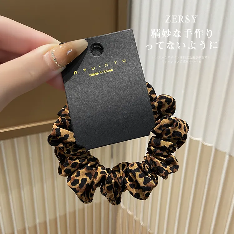 韩系高级感豹纹大肠发圈少女洋气时尚慵懒风甜酷后脑勺低马尾发饰