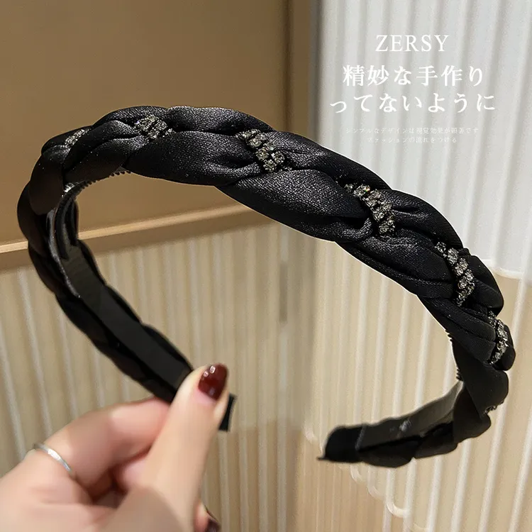 高级感轻奢水钻麻花发箍女外出百搭洗脸压发头箍发卡发捆发饰头饰