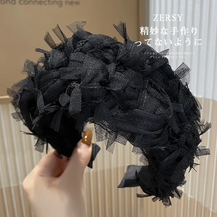 超宽遮白发高颅顶发箍女高级感洋气时尚夏季蓬松蕾丝发捆头箍发卡