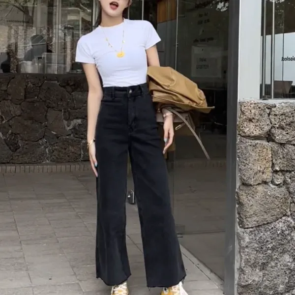 夏天新款冷淡系高级感小香风白色T-恤休闲百搭显瘦时尚高级感裤子