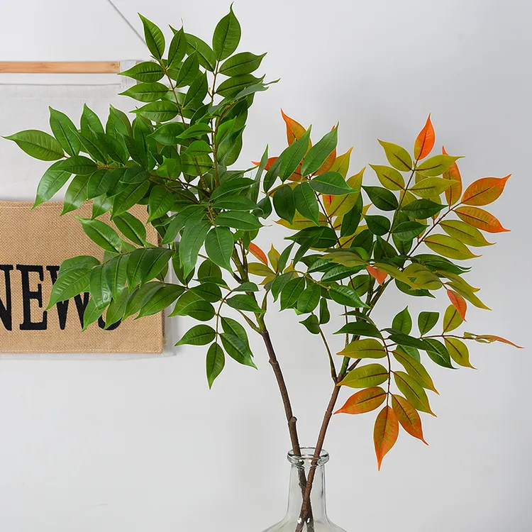 仿真漆木南天竹叶新中式室内家居装饰摆件花艺工程橱窗仿真植物