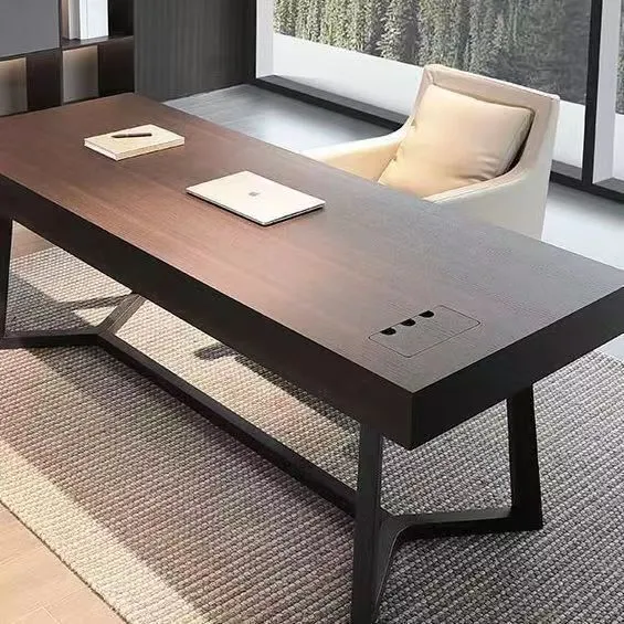 办公室极简书房书桌家用轻奢现代简约电脑桌实木实木书桌茶桌