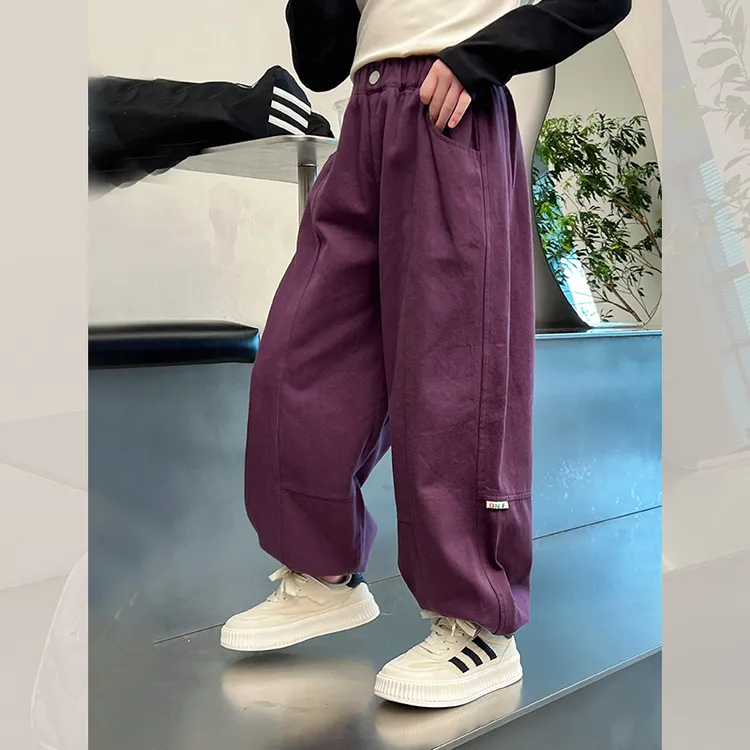 女童裤子秋冬新款2024洋气纯棉秋季网红工装裤厚春秋宽松长裤秋装