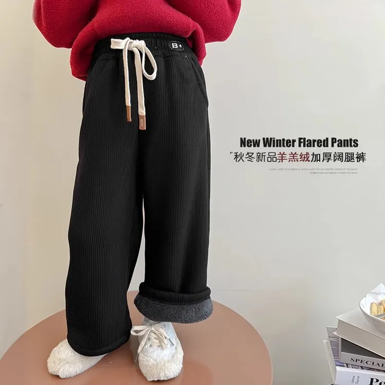 女童加绒裤子2024新款儿童冬季一体绒休闲裤女孩宝宝加厚洋气长裤