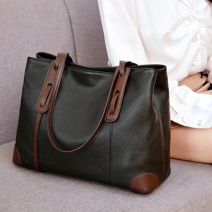 高档真皮女包托特包时尚新款单肩大容量高级感手提单肩大包通勤包