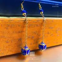 双蓝莲花耳钩-珐琅工艺-复古传承-D008-F6