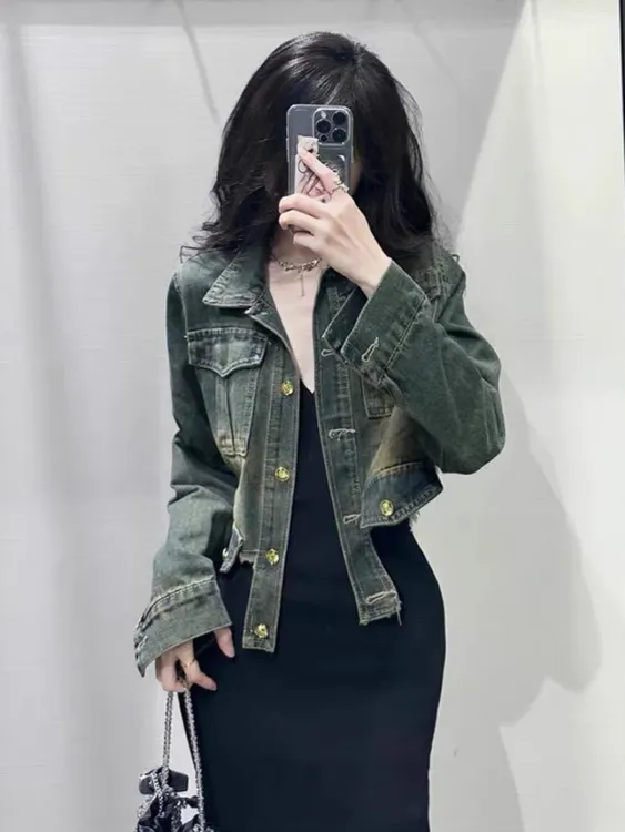 又A又飒牛仔短外套女春秋新款高级感时尚外穿长袖上衣夹克ins宽松