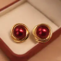 铜合金仿珍珠耳饰 小众高级感仿珍珠女耳钉2025年新款潮轻奢耳扣