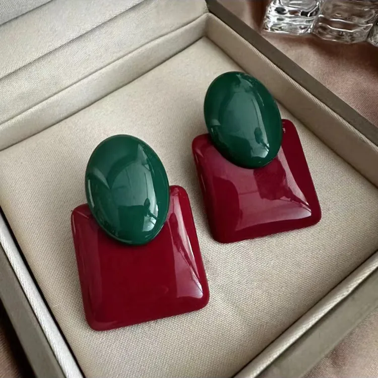 非金属树脂耳饰 【大漂亮耳环女】时尚百搭几何方形气质耳钉耳饰ins