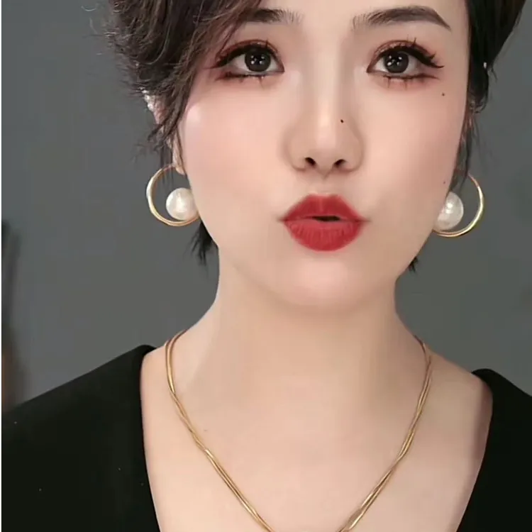 铜合金仿珍珠耳饰 轻奢小众百搭复古法式小众素款耳环女