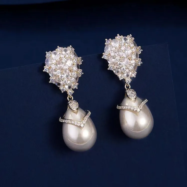 铜合金仿珍珠耳饰 【璀璨之心】轻奢小众耳环耳饰女