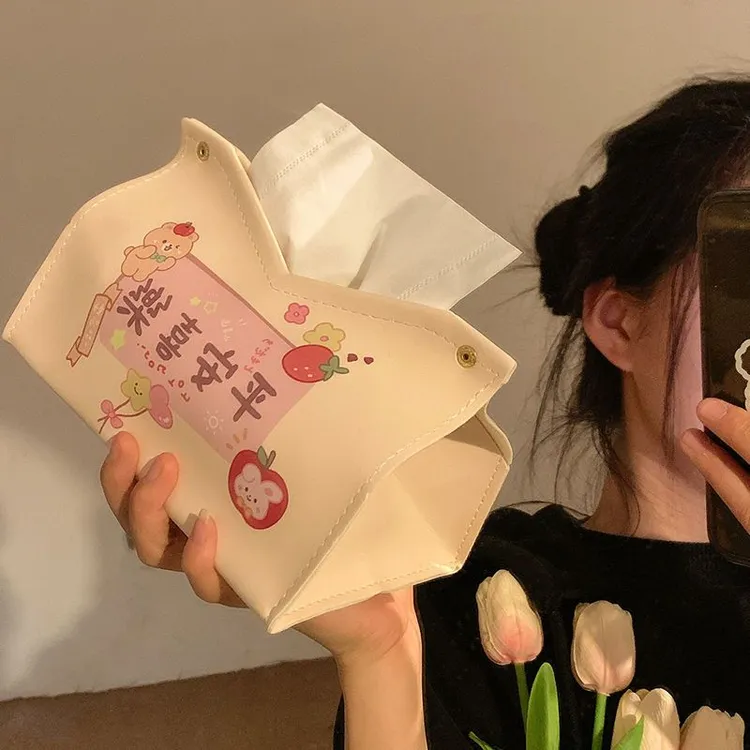 创意文字抽纸盒皮革轻奢2023新款高级感纸巾盒家用客厅桌面收纳盒